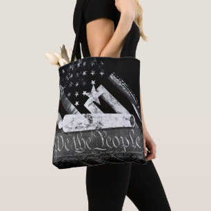 WE THE PEOPLE Vintage Industrial American Flag Tote Bag