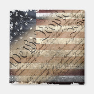 WE THE PEOPLE VINTAGE INDUSTRIAL USA FLAG magnet