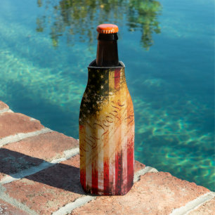 WE THE PEOPLE Vintage Retro American Flag Bottle Cooler