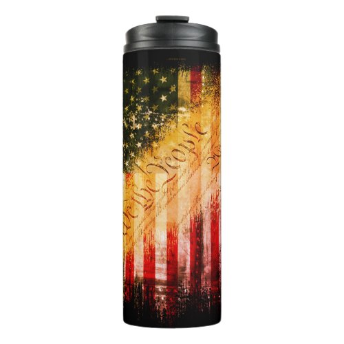 WE THE PEOPLE Vintage Retro Rock American Flag Thermal Tumbler