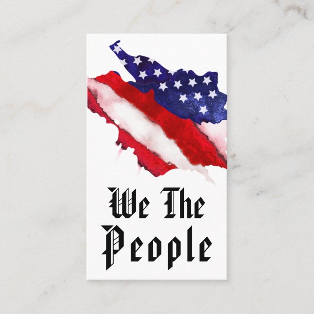 *~* We The People Watercolor American Flag Business Card (Front)