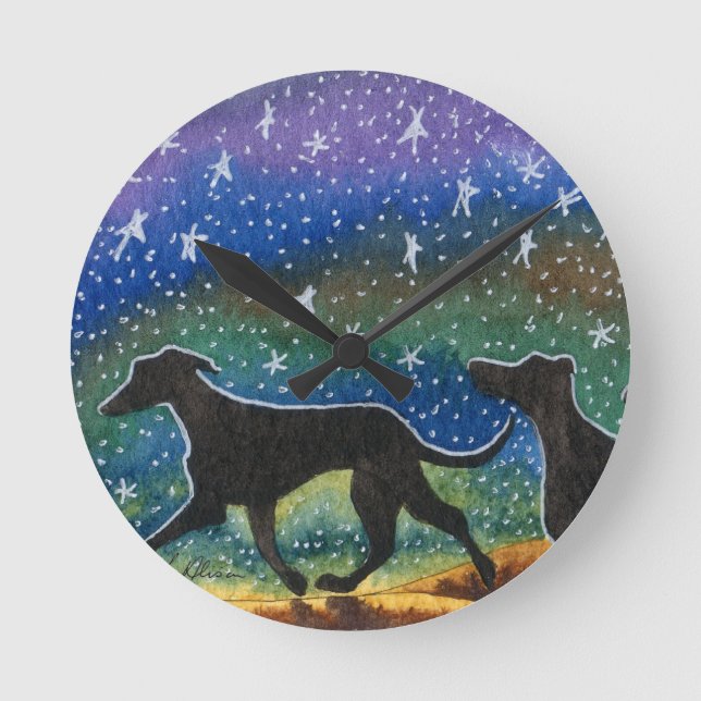 We three greyhound dogs round clock (Front)