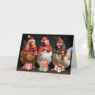 We Three Hens Christmas cars Card