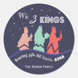 We Three Kings Blue Holiday Stickers
