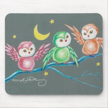 We Three Owls Mouse Pad by ArtsyKidsy at Zazzle