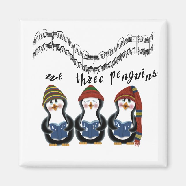 We Three Penguins Holiday Tshirts and Gifts Magnet (Front)