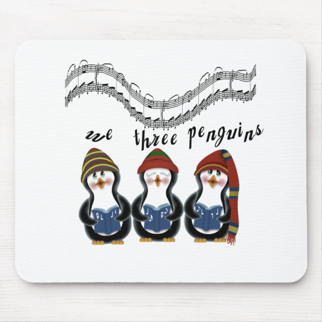 We Three Penguins Holiday Tshirts and Gifts Mouse Pad (Front)