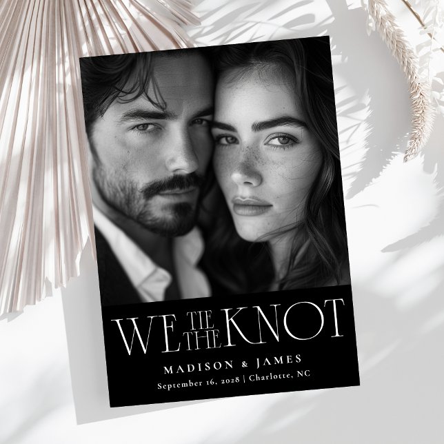 We Tie The Knot Unique Typography Photo QR Code Save The Date (Creator Uploaded)