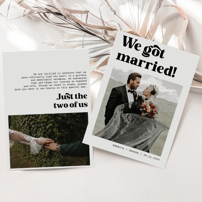 We Tied The Knot Bold Retro Wedding  Photo Announcement (Creator Uploaded)
