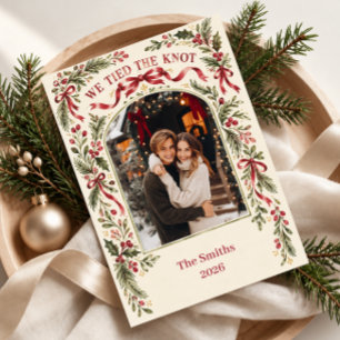 We Tied the Knot Christmas Photo Holiday Card