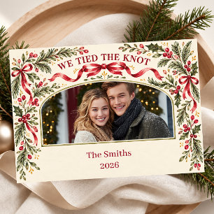 We Tied the Knot Christmas Photo Holiday Card