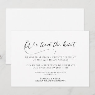 We tied the knot Elegant calligraphy announcement