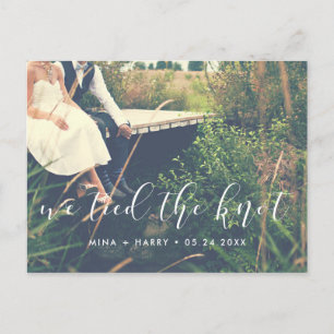 We tied the knot Elegant calligraphy photo Postcard