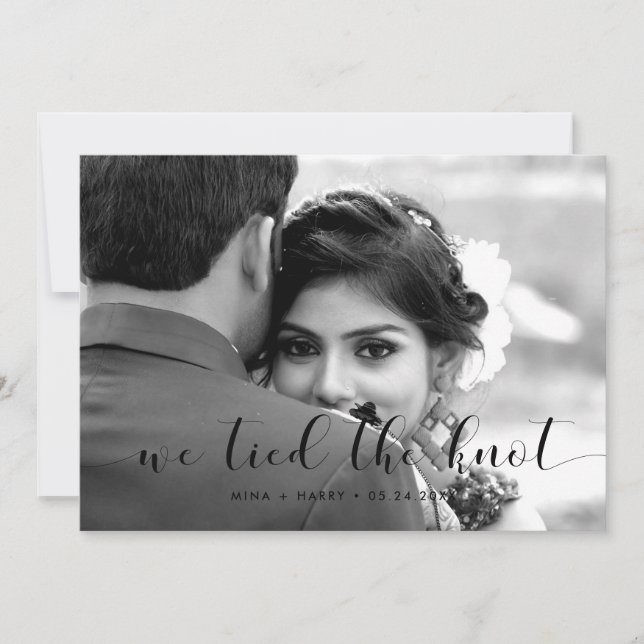 We tied the knot Elegant design photo card (Front)