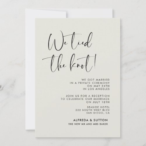 We tied the knot Elegant  modern Light Sage green Invitation