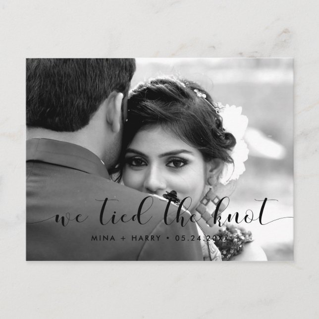 We Tied The Knot Elegant Photo Postcard (Front)