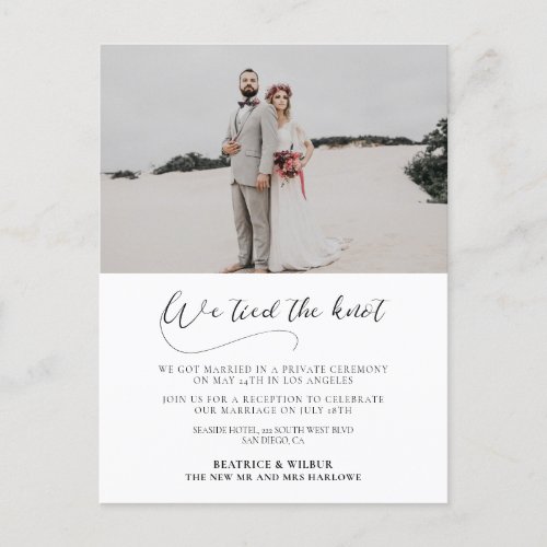 We tied the knot Elegant romantic announcement Postcard