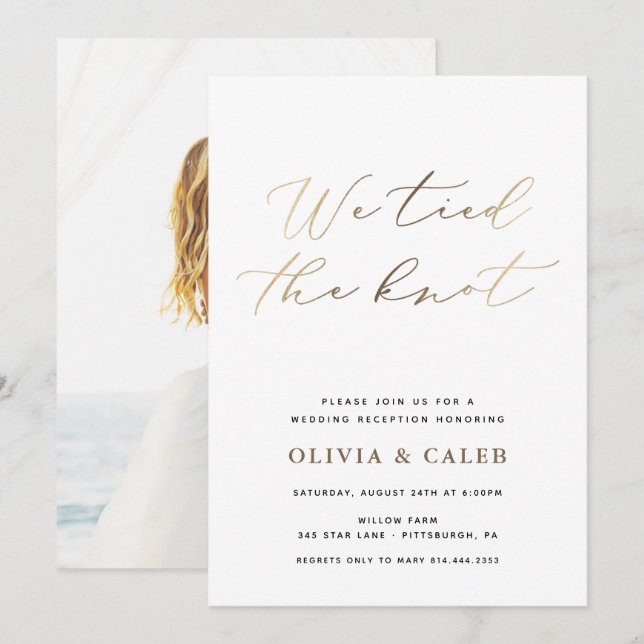 We tied the Knot Elopement Celebration Invitation (Front/Back)