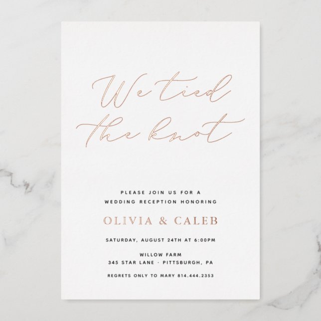 We tied the Knot Elopement Celebration Real Foil Invitation (Front)