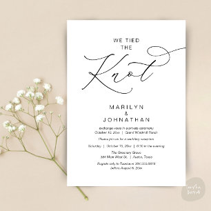 We tied the knot, Elopement Reception Dinner Invitation
