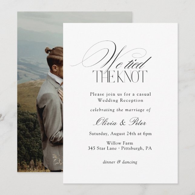 We Tied the Knot Elopement Wedding Reception Invitation (Front/Back)