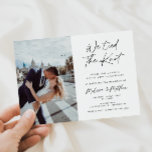 We Tied The Knot Elopement / Wedding Reception Invitation<br><div class="desc">Wedding reception invitation featuring "we tied the knot" in a fun script. Customize with your photo.</div>