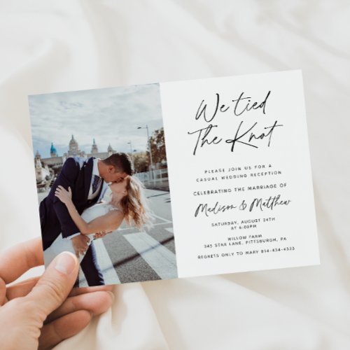 We Tied The Knot Elopement  Wedding Reception Invitation