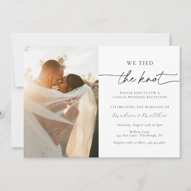 We Tied the Knot Elopement Wedding Reception Invitation (Front)