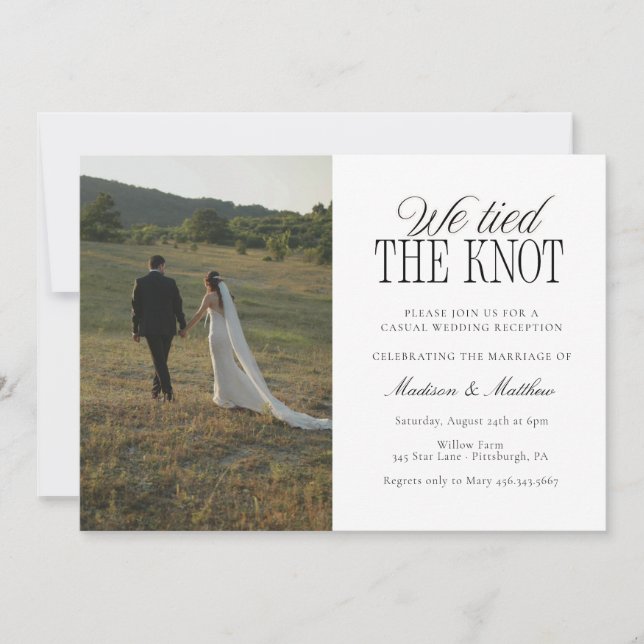 We Tied the Knot Elopement Wedding Reception Invitation (Front)