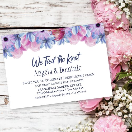 We Tied the Knot Floral Wedding Reception Invitation