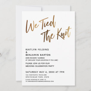 We Tied the Knot Gold Handwriting Simple Invitation