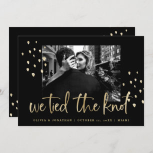 We Tied the Knot Gold Script Wedding Announcement