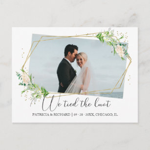 We Tied The Knot Greenery Eloped Announcement Postcard