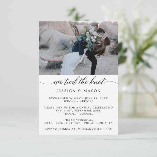 We Tied The Knot Invite Eloped Announcement (Standing Front)