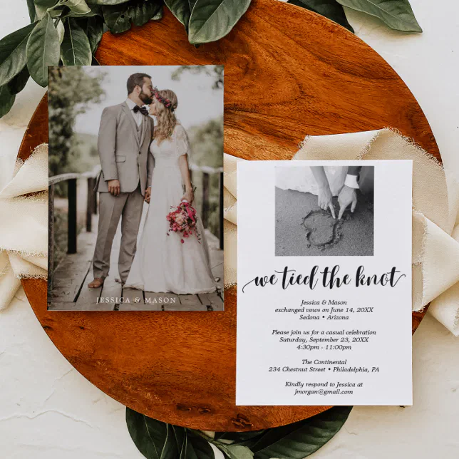 We Tied The Knot Invite Eloped Announcement Photo 