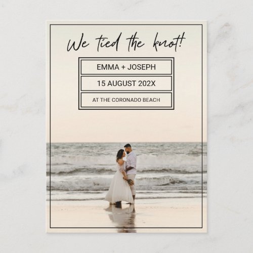 We tied the knot Married Photo Announcement Postcard