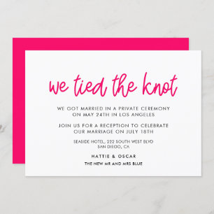 We tied the knot Modern calligraphy announcement