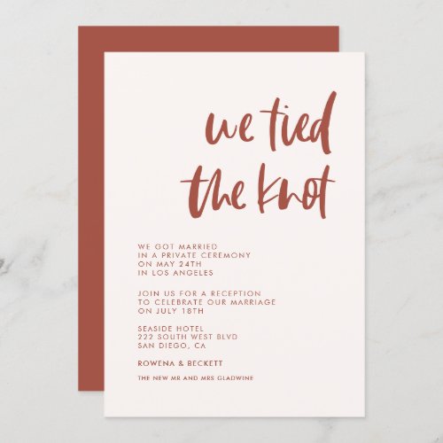 We tied the knot Modern elegant snow pink card