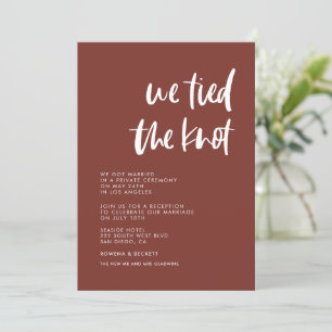 We tied the knot Modern elegant terracotta card