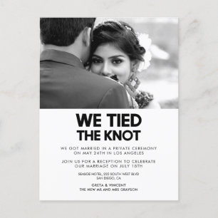 We tied the knot Modern photo announcement Postcard