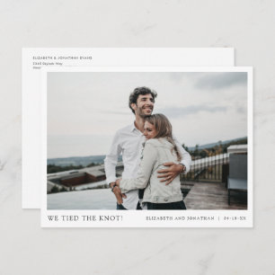 We Tied the Knot! Modern Photo Elopement Wedding A Announcement Postcard