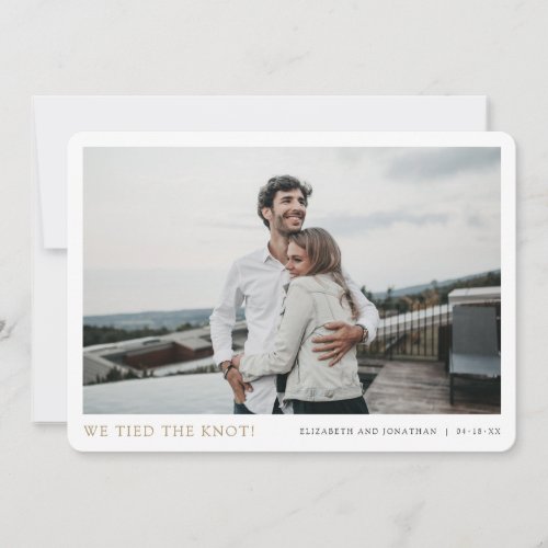 We Tied the Knot! Modern  Photo Elopement Wedding Announcement