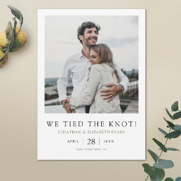 We Tied the Knot Modern Photo Elopement Wedding Announcement