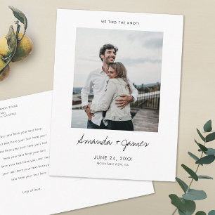 We Tied the Knot! Modern Photo Elopement Wedding Announcement Postcard