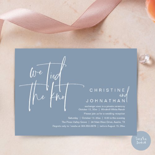 We tied the knot, Modern wedding reception Invitation