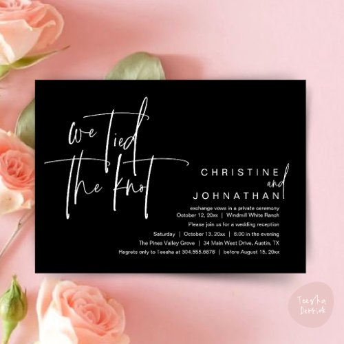 We tied the knot, Modern wedding reception Invitation