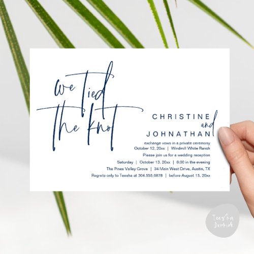 We tied the knot, Modern wedding reception Invitation