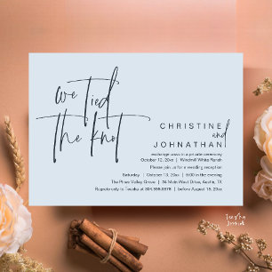 We tied the knot, Modern wedding reception Invitation