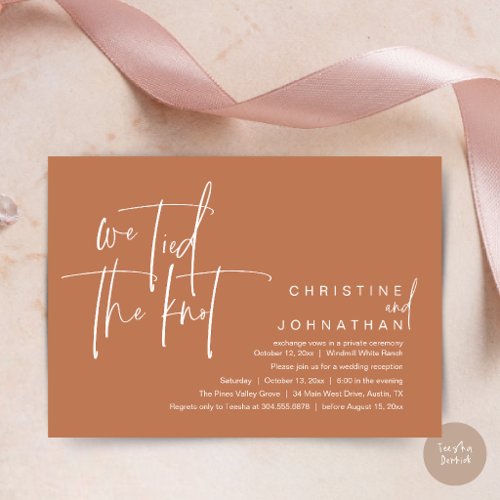 We tied the knot, Modern wedding reception Invitation