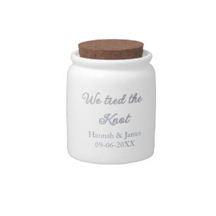 we tied the knot name wedding engagement date blue candy jar